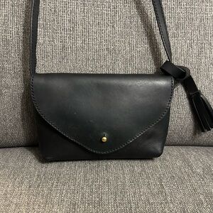 Parker Clay Everly Black Leather Crossbody Bag with Tassel